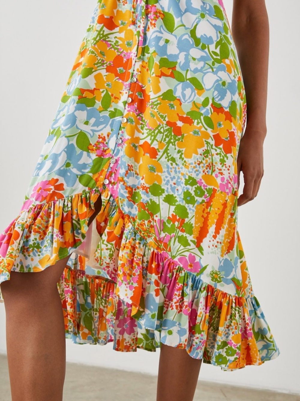 Rails Floral Button Front Midi Dress XS Colorful Spring Summer - Picture 4 of 11